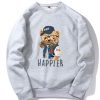 Baseball Jacket Bear Print Raglan Sleeve Sweatshirt