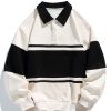 Relax Fit Color Block Patchwork Polo Sweatshirt