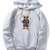 Denim Bear Print Hoodie