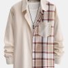 Corduroy Plaid Panel Shirt