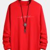 Long Sleeve Grateful Print Cotton T-Shirt