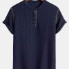 Muscle Fit Knitted Textured Henley Shirt