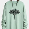 Long Sleeve Slogan Print Cotton T-Shirt