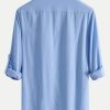 Long Sleeve Linen Look Henley Collar Shirt