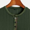 Muscle Fit Knitted Textured Henley Shirt