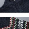 Christmas Geometric Print Half Zip Sweater