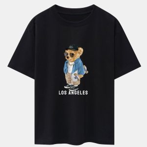 Los Angeles Skate Bear Print Heavy Weight Oversize T-Shirt