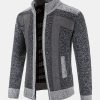 Zip Up Faux Suede Patchwork Sweater