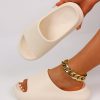 Thick-bottomed Solid Color Bathroom Home Sports Slippers, Beige Women's Slippers