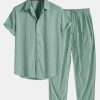 Corduroy Button Up Short Sleeved Shirt & Straight Leg Corduroy Pants