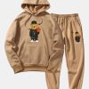 Basketball Bear Print Hoodie & Jogger Pants