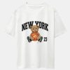 New York Basketball Bear Print Heavy Weight Oversize T-Shirt
