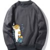Cute Cat Print Raglan Sleeve Sweatshirt