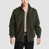 Men's Cotton Cargo Jackets Stand Collar Lightweight Tactical Jacket Windbreaker 4 Pockets