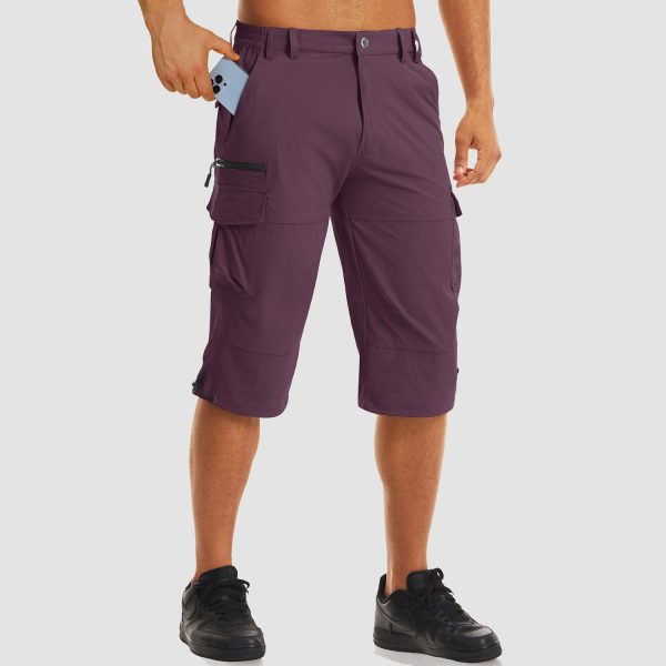 f487020e11ee4785a2dede11329da90645397ec27e6c474ab97d7ccb96e2774e.jpg Men's Workout Gym Shorts with 7 Pockets Quick Dry 3/4 Capri for Hiking