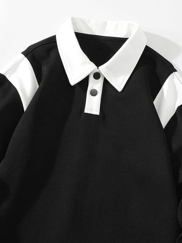 Contrast Polo Sweatshirt