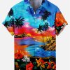 Suitmens Men's Men's Tiki Style Hawaiian Vacation Print Three-Piece Set 036