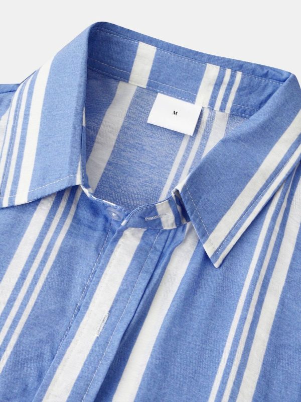 Stripe Print Button Up Shirt & Swim Shorts