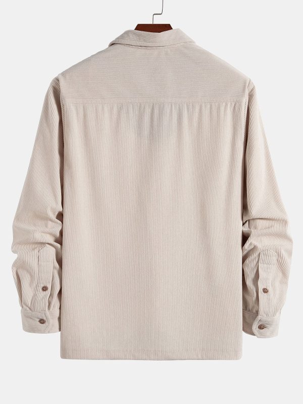 Long Sleeve Polo Collar Corduroy Shirt