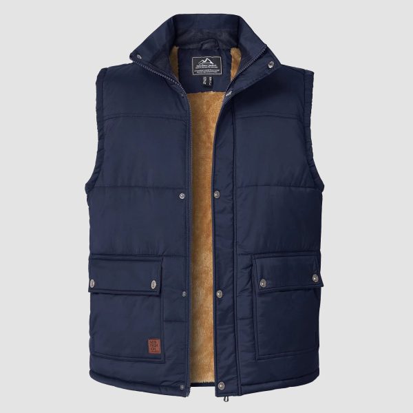 f657916cbad3dd0a0562bc7a3743a9171c89a77f86e819442809139f9f5dad16.jpg Men's Outerwear Vests Sleeveless Winter Stand Collar Padded Vest Warm Fleece Lined