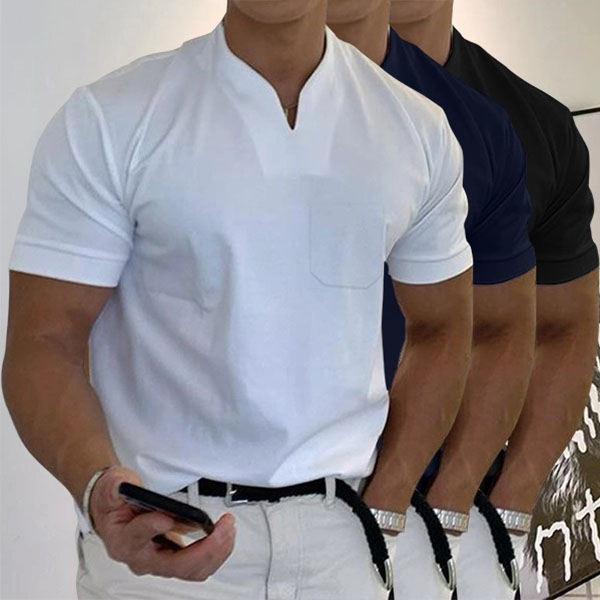 f92b3012f48aec6fc231cddf226245813c8da0ffc941e92404d3a4a0473f26f9.png Gentleman business pocket short-sleeved fitness T-shirt