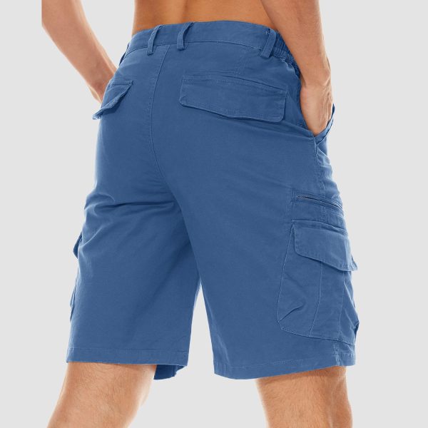 Men Classic Cargo Lightweight Many Pockets Work Elastic Waist Casual Cotton Comfortable Shorts
