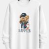 Baseball Jacket Bear Slogan Print Relax Fit Sweatshirt