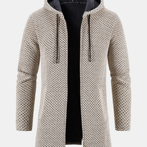 Long Line Textured Hooded Sweater