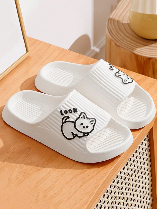 Women Cartoon Graphic Single Band Slides, Fashion Summer EVA Slides