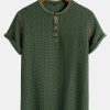 Muscle Fit Knitted Textured Henley Shirt