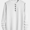Long Sleeve Muscle Fit Knitted Textured Henley Shirt
