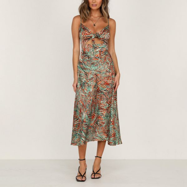 Elegant Print Suspender Dress