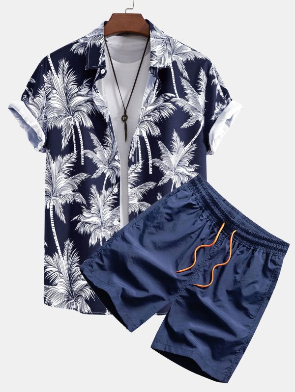 fee9fd1e5a52e58ce2b13ea8f8b99124c02d6601d6c23f136640d09e957e92a2.jpg Palm Tree Print Button Up Shirt & Swim Short