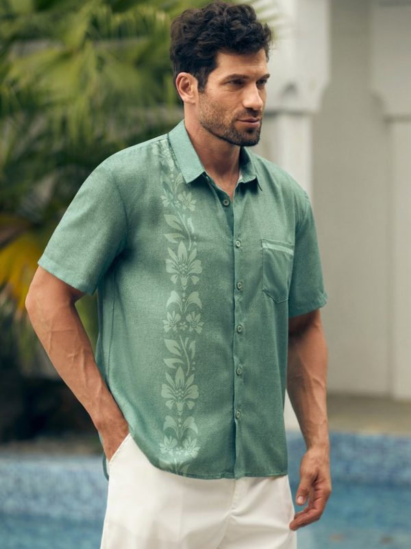 ff98771f57b025960ed5aa20491426af11bb6771e34615424834dbcba1ea2509.jpg Tropical Floral Print Short Sleeve Casual Shirt