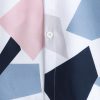 Geometric Print Button Up Shirt With Pocket & Short Length Swim Shorts